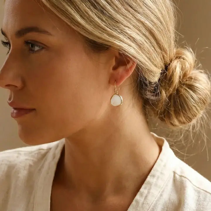 White Smoke Bezel Earrings