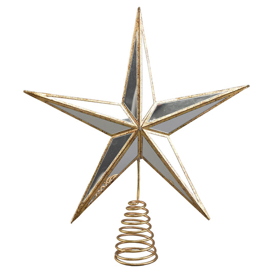 Mirrored Glass Silver Star Tree Topper