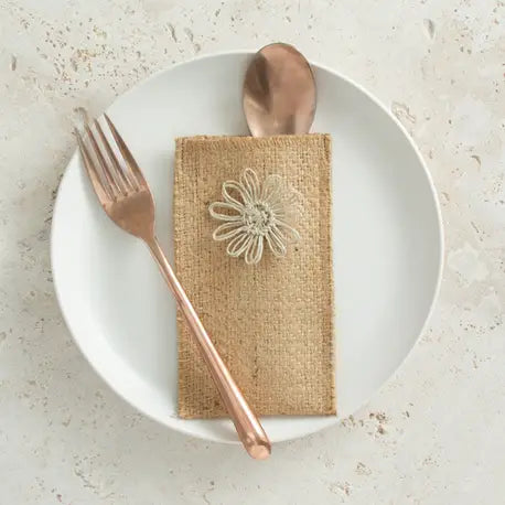 Storehouse no.9 Jute Flower Silverware Pouches