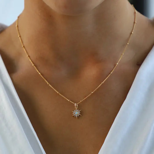 Gold Opal Starburst Necklace