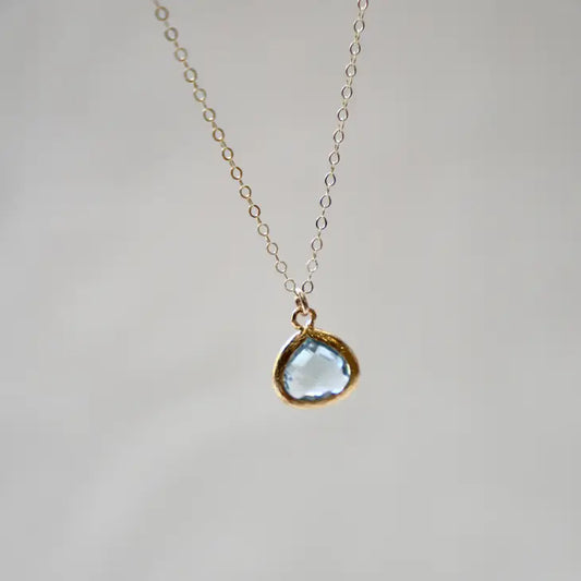 Petite Aquamarine Bezel Necklace