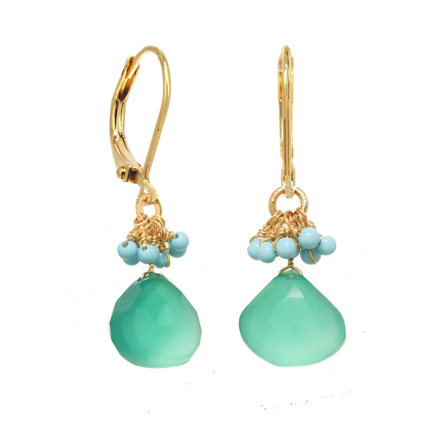 Turquoise and Green Onyx Cluster Earring