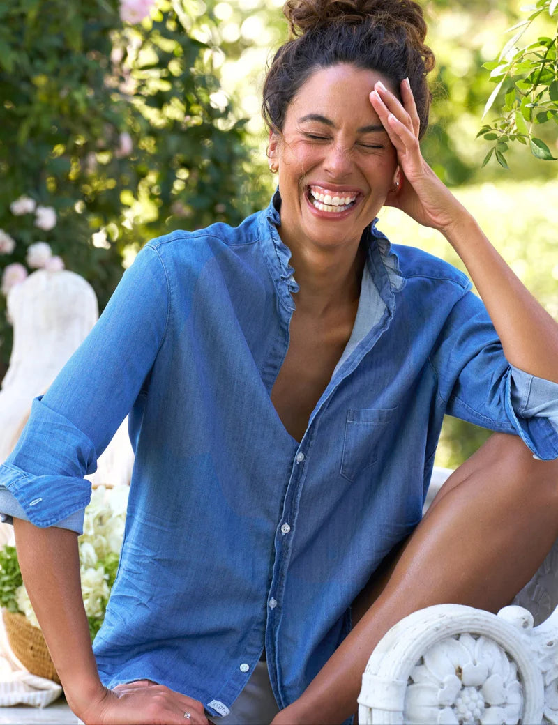 Eileen Ruffle Denim Shirt