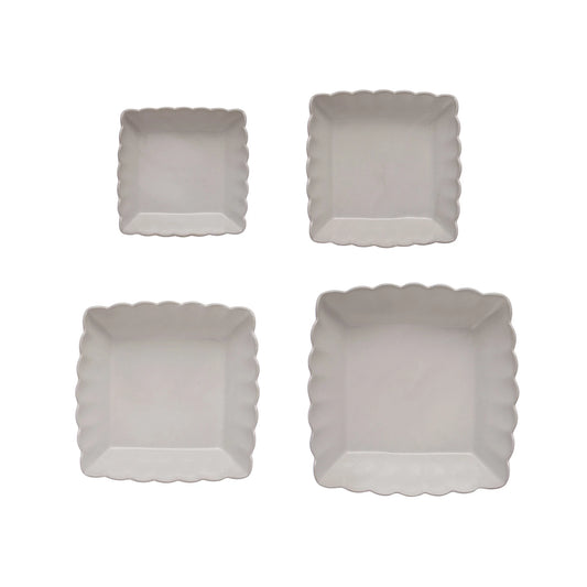 Stoneware Scalloped Serving Dishes