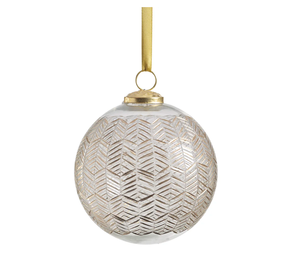 Golden Echoes Pattern Glass Ornament, 5 inch