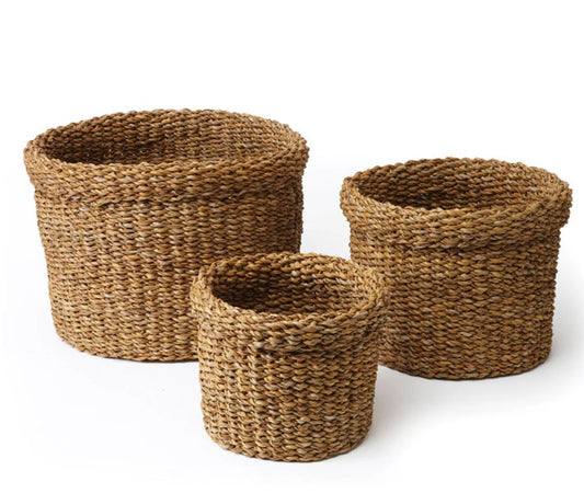 Seagrass Round Baskets With Cuff