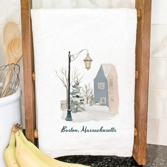 Snowy Franklin Scene Tea Towel