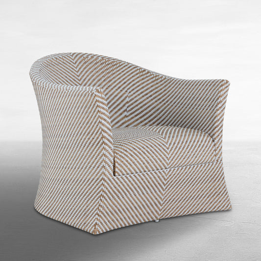 Bari Swivel Lounge Chair White and Natural