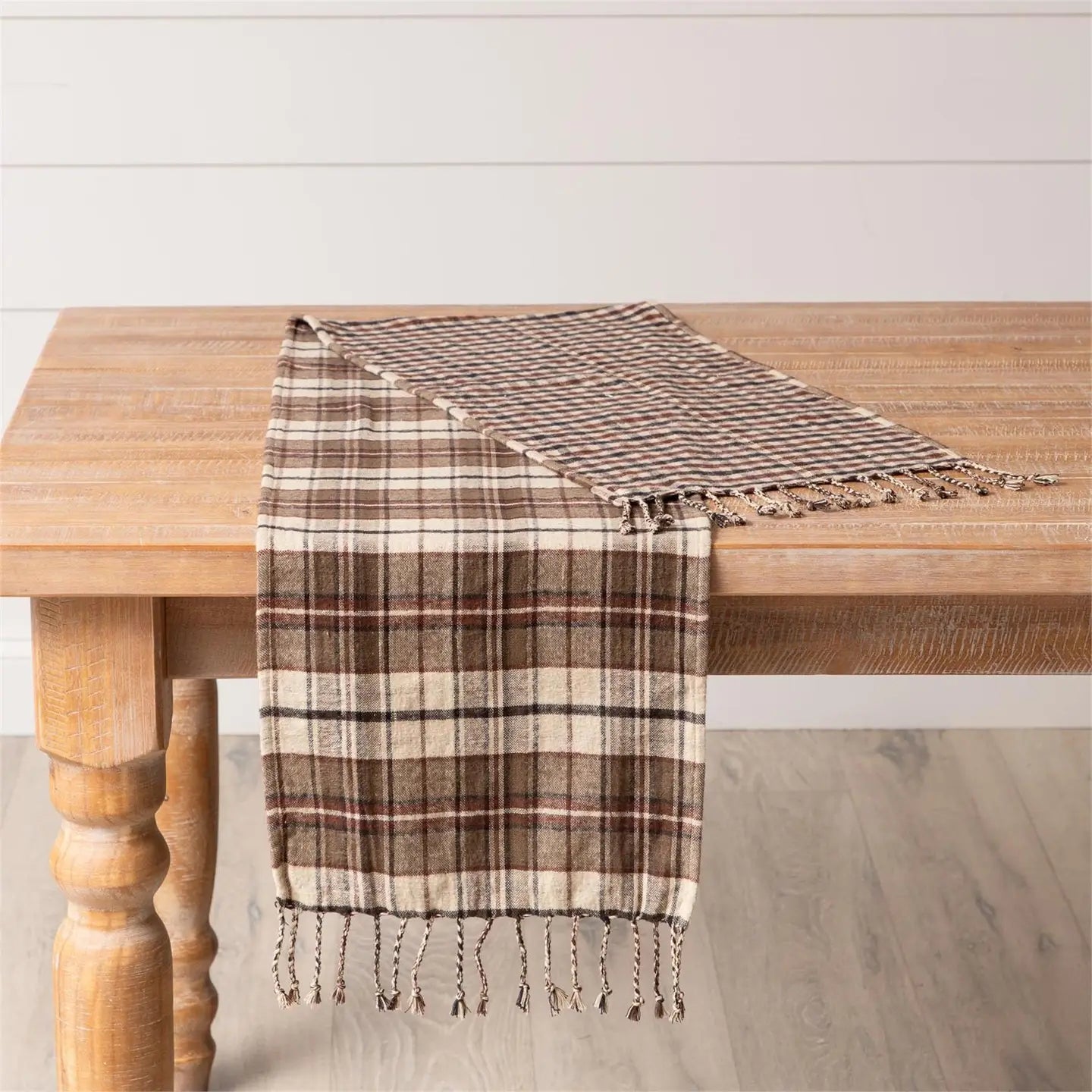 Brown Plaid - Cotton Table Runner