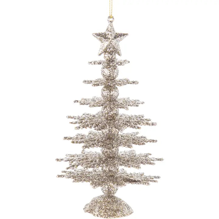 Champagne Glitter Snowflake Tree Ornament