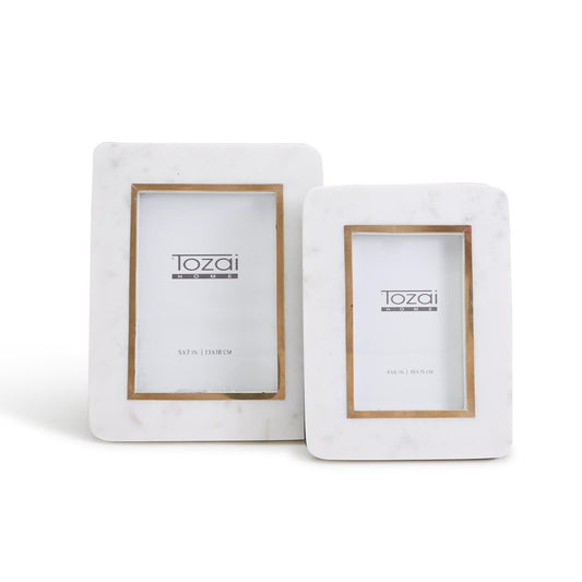 Horton White Marble Photo Frame