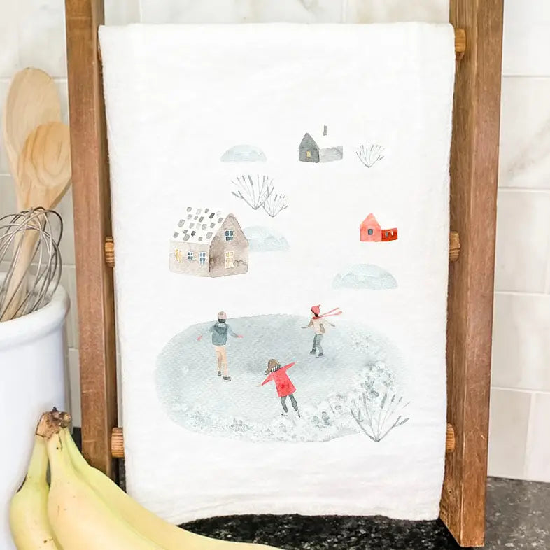 Winter Ice Skating Tea Towel