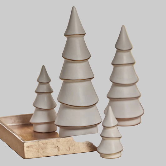 White Porcelain Tree With Gold Trim