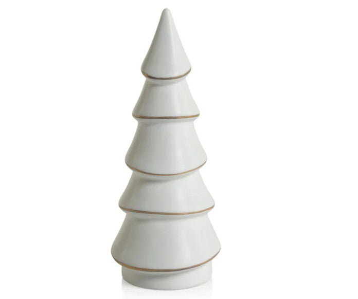 White Porcelain Tree With Gold Trim