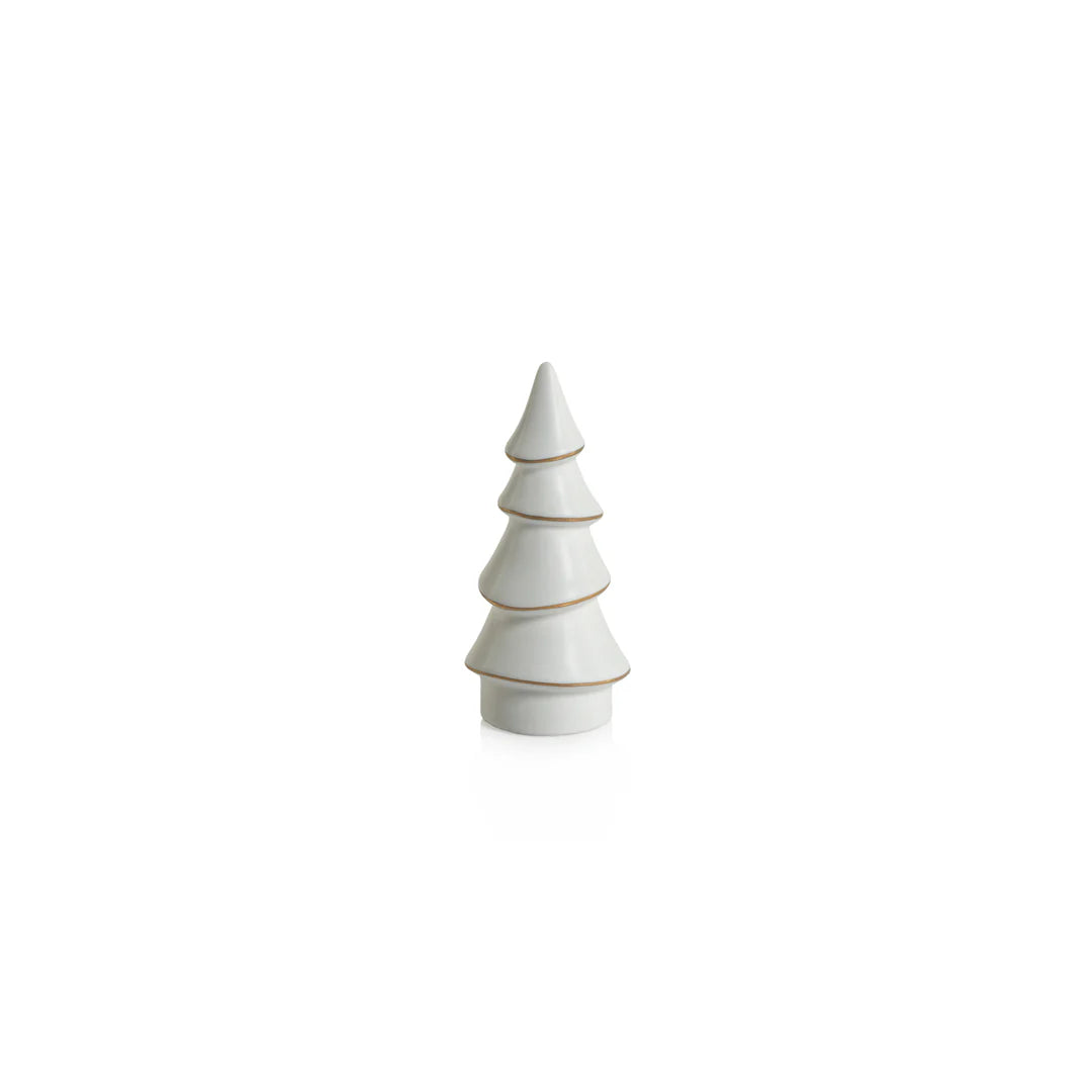 White Porcelain Tree With Gold Trim