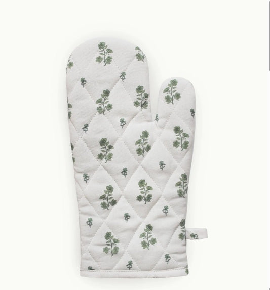 Green Bouquet Floral Oven Mitt Set