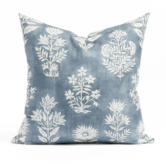 Denim Blue Floral 20x20 Pillow
