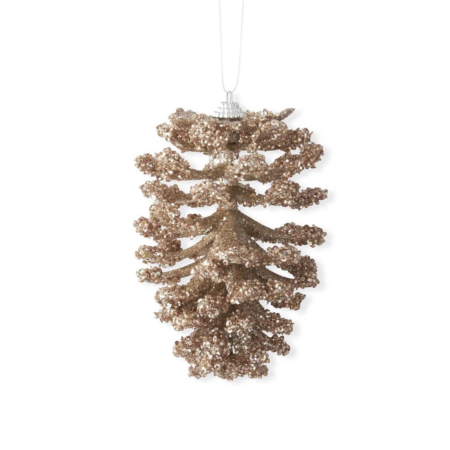 Gold Champagne Sequin Pinecone Ornament