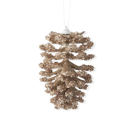 Gold Champagne Sequin Pinecone Ornament
