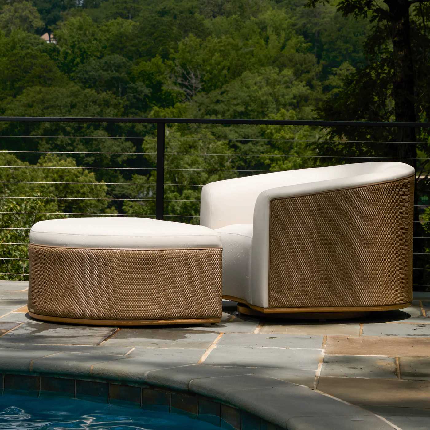 Tahoe Natural Weave Marine Grade Vinyl Swivel Lounge Chair