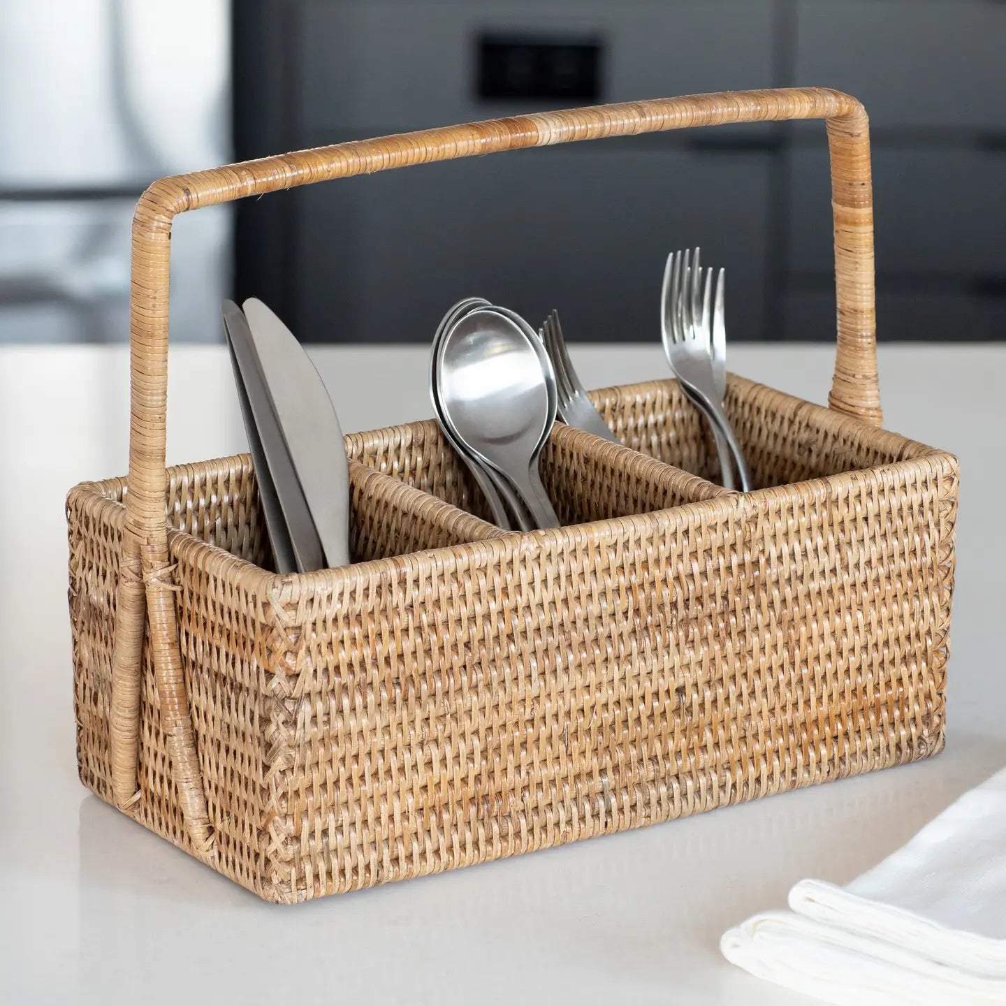 Rattan 3 Section Caddy
