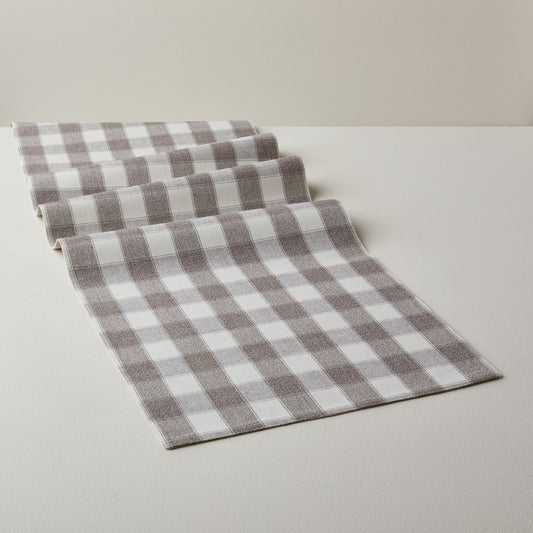 Taupe Checked Table Runner