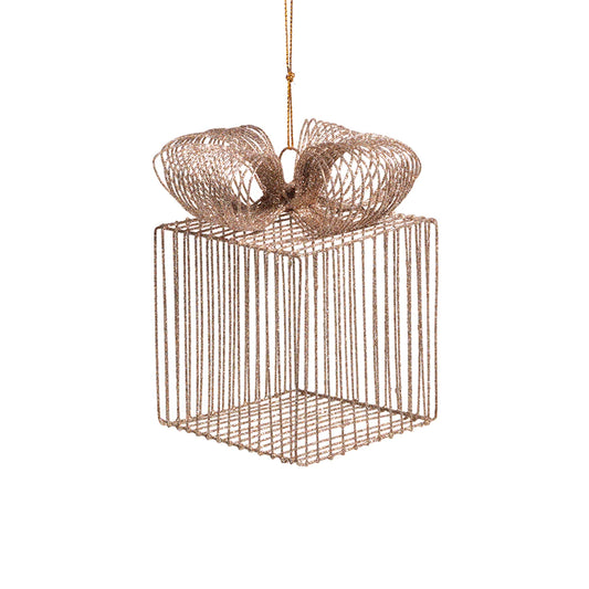 Champagne Wire Box Ornament - Small