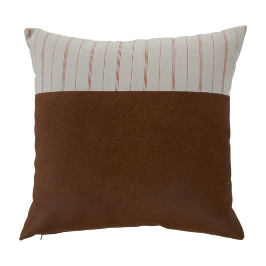 French Stripe Terracotta Leather 22X22