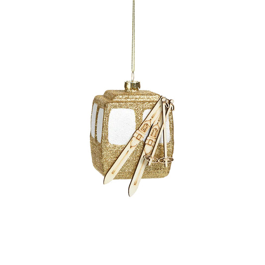 Golden Gondola with Skis Ornament