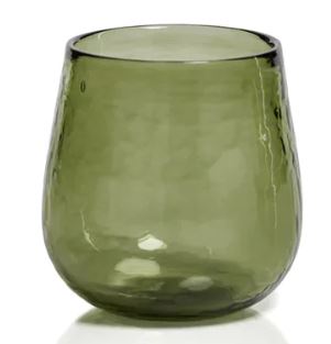 Green Hammered Wine Glass