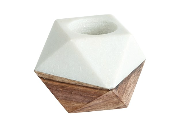 Wood and Marble Candle Holder