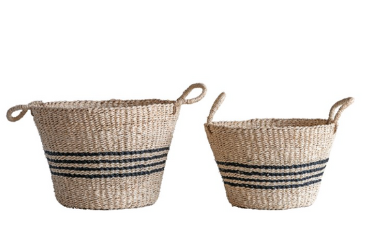 Black Stripe Seagrass Basket