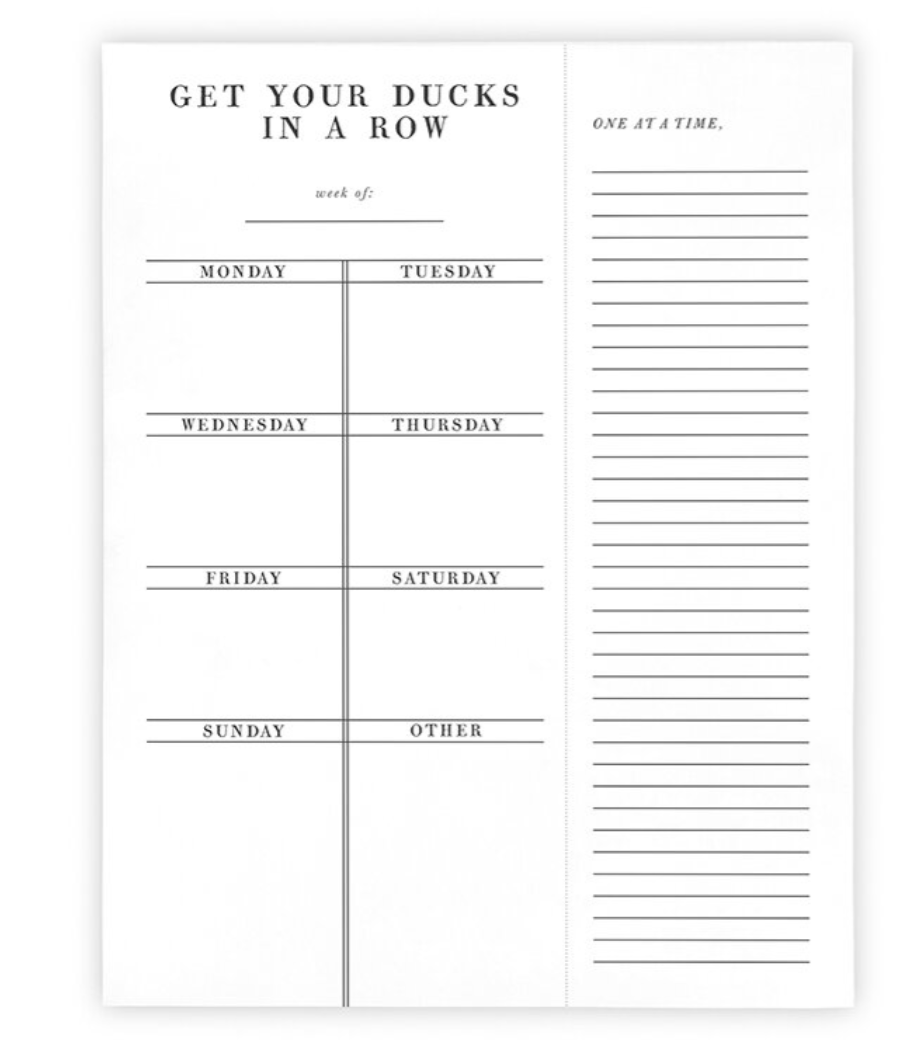 'Get Your Ducks In A Row' Planner