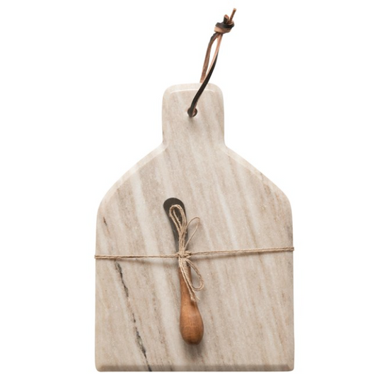 Marble Cheese/Cutting Board with Canape Knife,