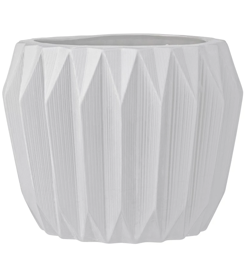 Large White Fluted Vase