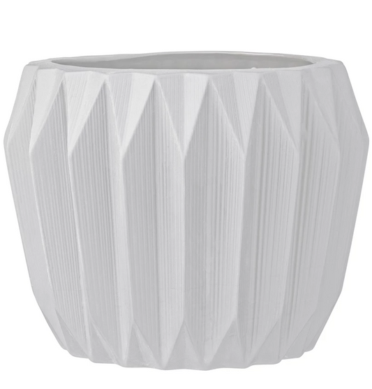 Large White Fluted Vase