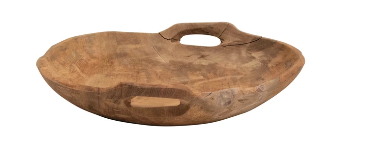 Teak Wood Bowl with Handles