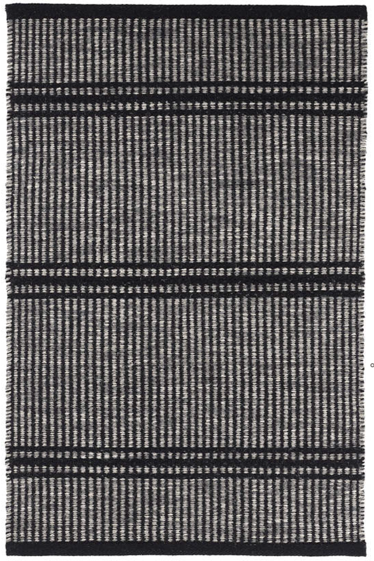 Malta Black Woven Wool Rug 2x3
