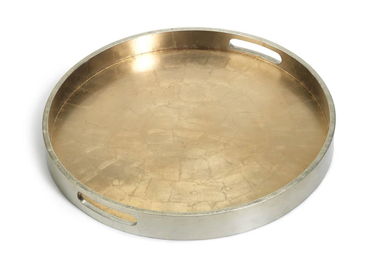 Antique Round Gold Serving Tray