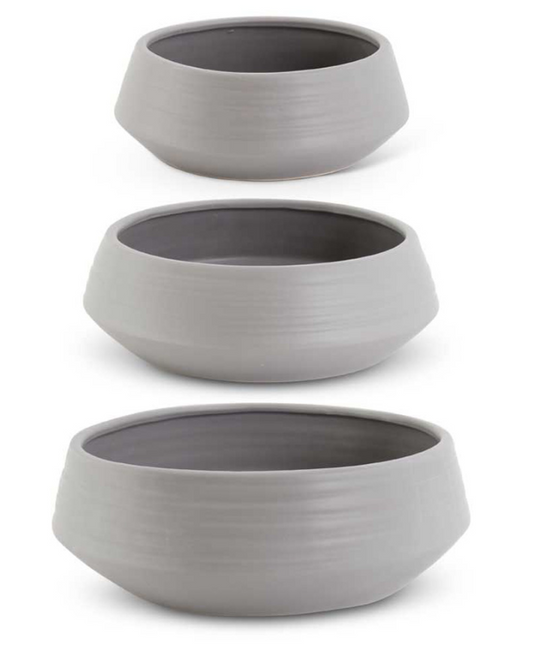 Grey Stoneware Saucer Planters
