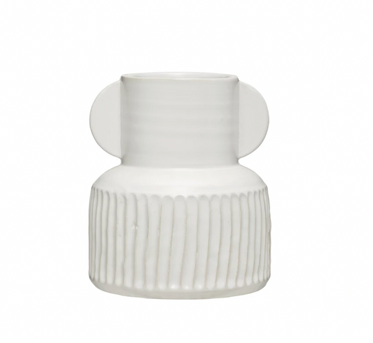 Pleated White Vase