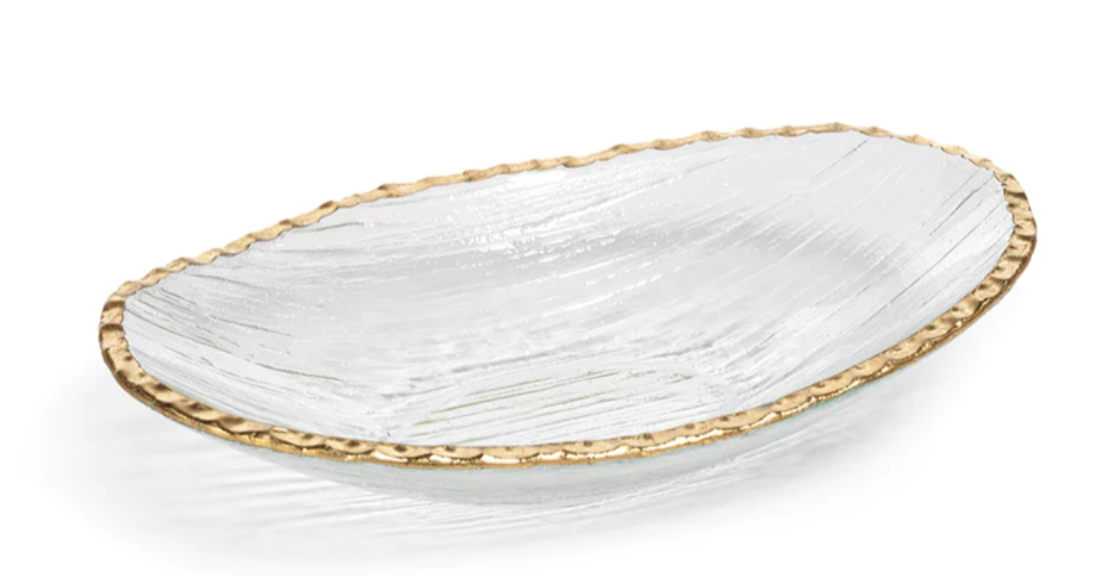 Textured Bowl with Gold Rim