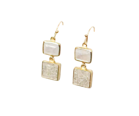 White Deco Diamond Drop Earrings