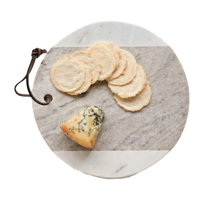 Grey and White Round Marble Cheese Board