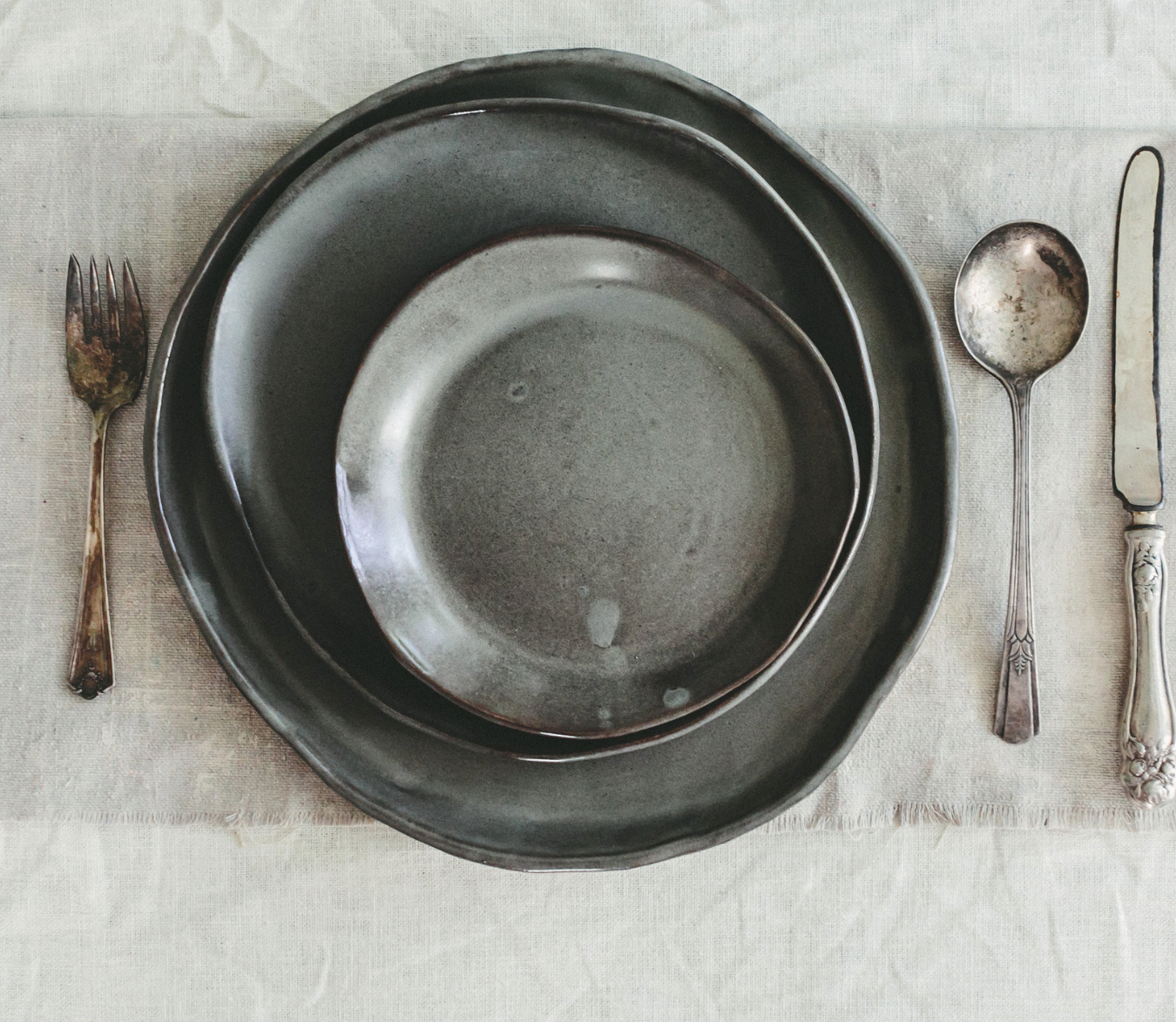 Gunmetal Pottery Salad Plate