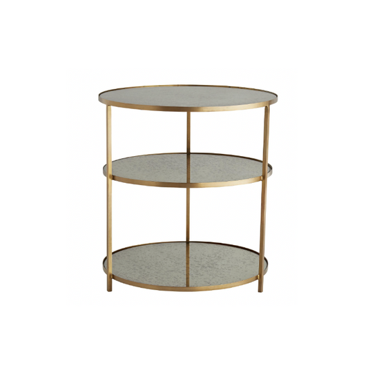 Antiqued Glass 3-Shelf Side Table