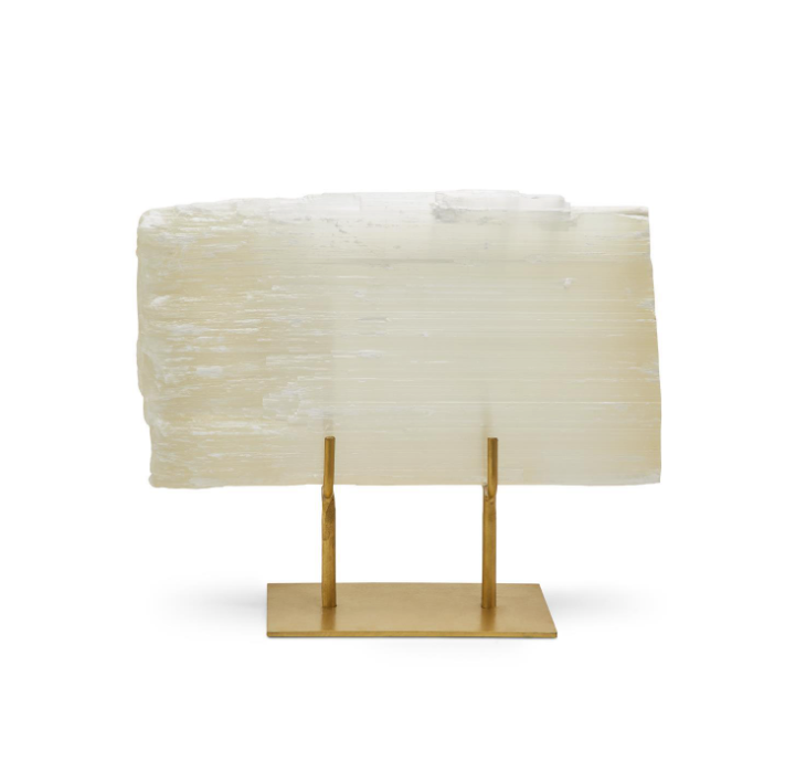 Selenite Slab on Gold Stand