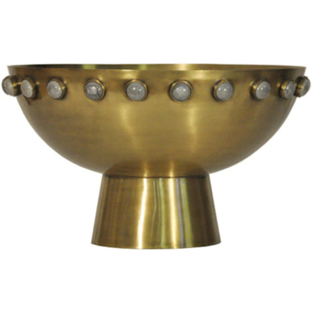 Brass Bowl with Stone Detail