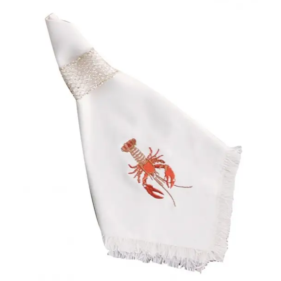 Embroidered Lobster Cotton Napkins