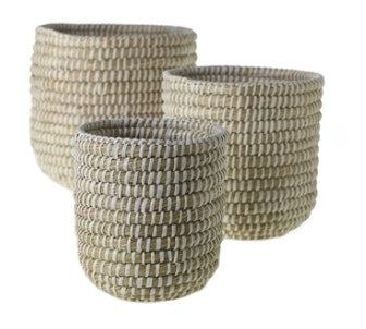 White Accent Woven Basket Lg